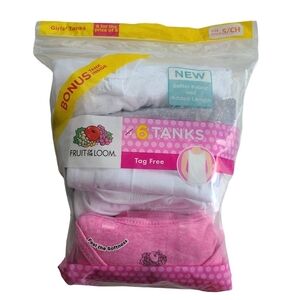 Fruit of the Loom  Girls 6 pack Tanks Tag Free Size S / CH